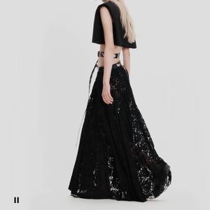 Alice +Olivia sheer lace maxi skirt